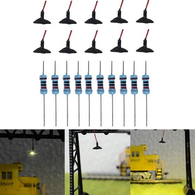 10-Piece OO/HO Scale Street Light Model Kit - Gray Wall Lamp Posts With LED For Train Layouts