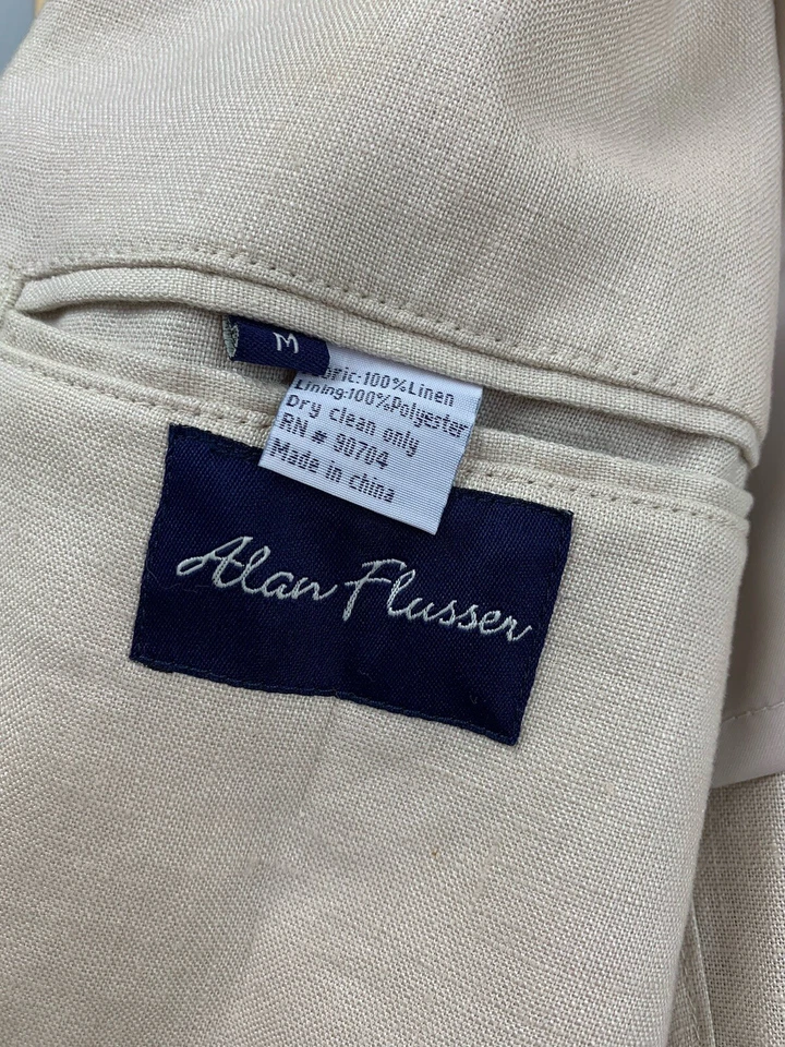 Alan Flusser Men Blazer Medium Beige 100% Linen Wedding Easter Two Button Spring — 第 4/4 张图片