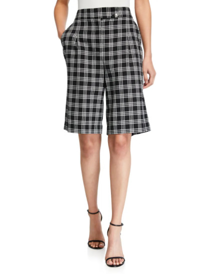 Pantalones Cortos Culotte Veronica Beard "Saira" Blanco y Negro a Cuadros, Talla 4