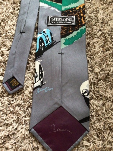 "Century of Speed" Racecars by Dennis Simon Silk Neck Tie - Picture 5 of 6