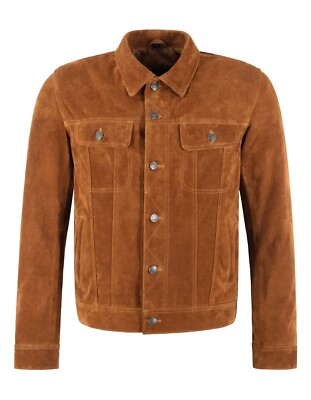 Herren TRUCKER Wildleder Leder Western Jacke Klassisch Denim Stil Hemdjacke 1280