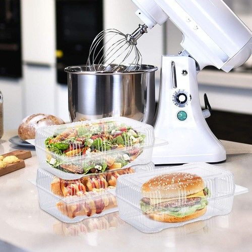 Disposable Plastic Hinged Food Container 50 Pcs Clear Clamshell Food Containers - Picture 6 of 6