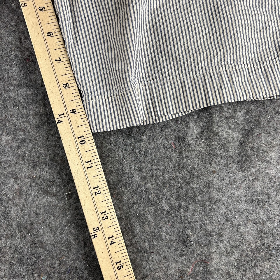 J Crew Shorts Mens 35 White Blue Striped Seersucker Regular Fit Cotton