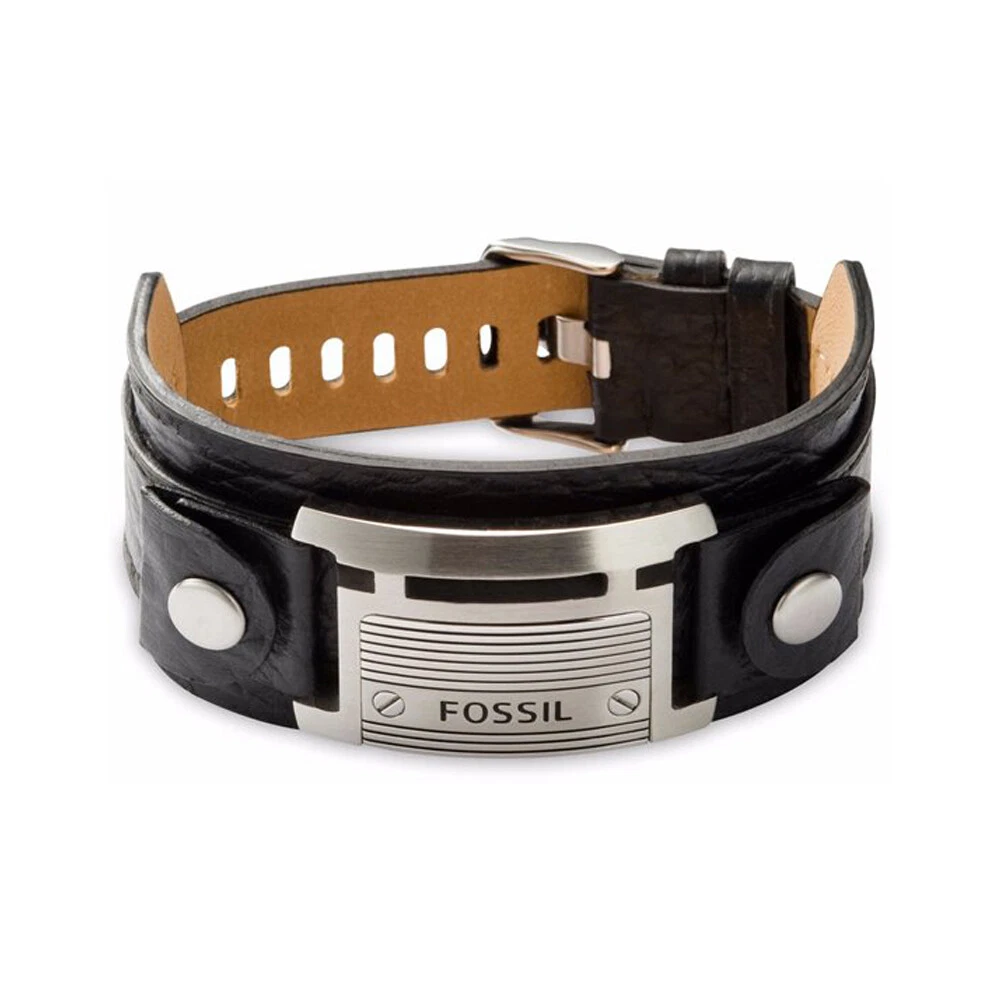 FOSSIL Mens Bracelet CASUAL JF84816040 Leather Black eBay