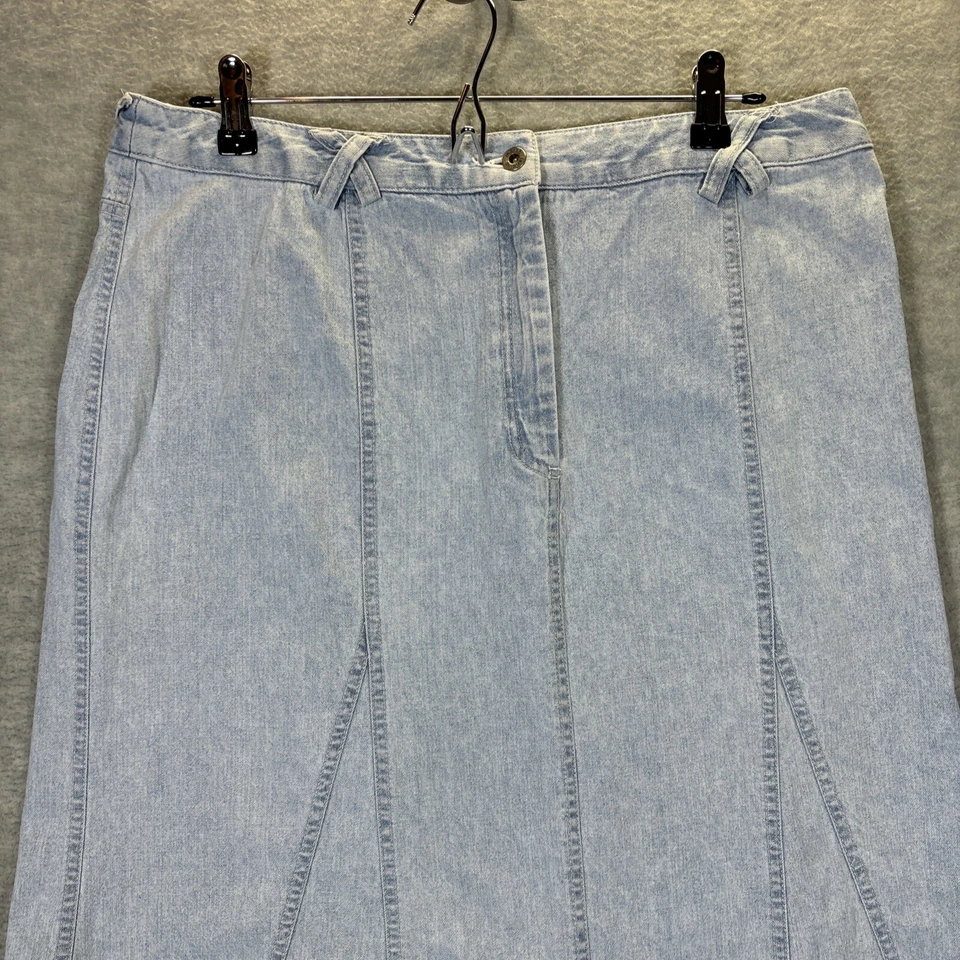 Vintage Y2K Jean Skirt 16 Paneled Knee Length Light Wash Lightweight Blue Denim - Image 3 of 4