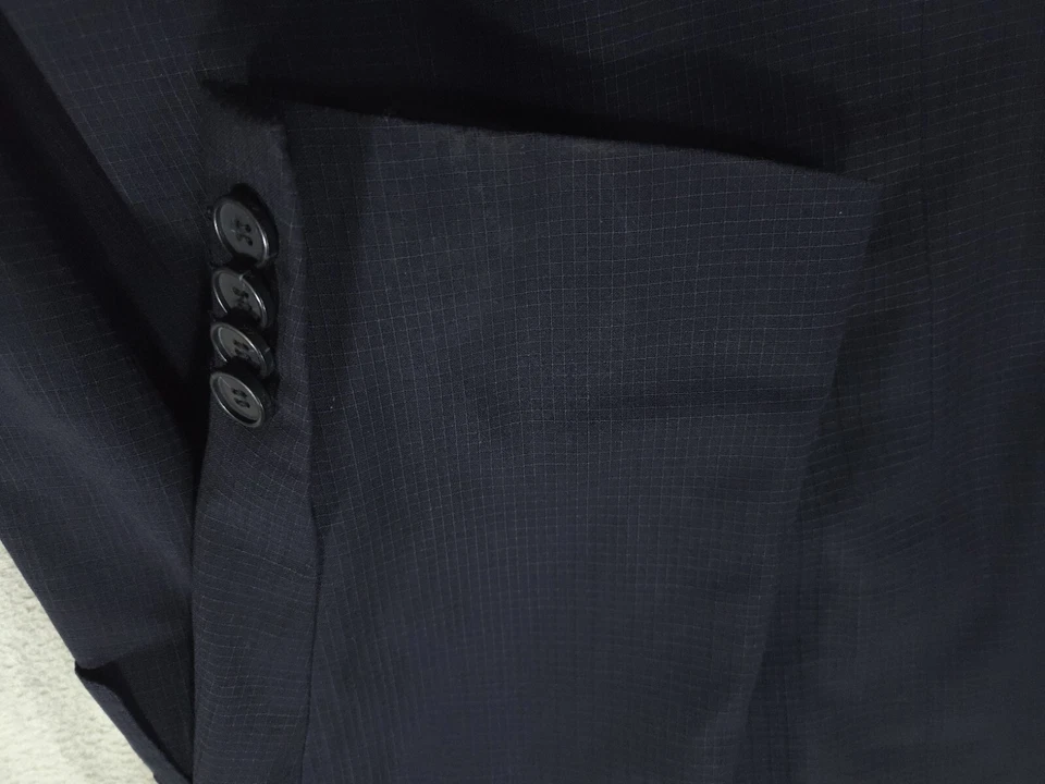 Blazer Zegna Masculino 42R Jaqueta Azul Terno Casaco Esportivo Dois Botões Xadrez Escuro - Imagem 2 de 4