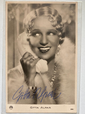 Gitta Alpar - Film / Theater - original Autogramm - Größe 14 x 9 cm