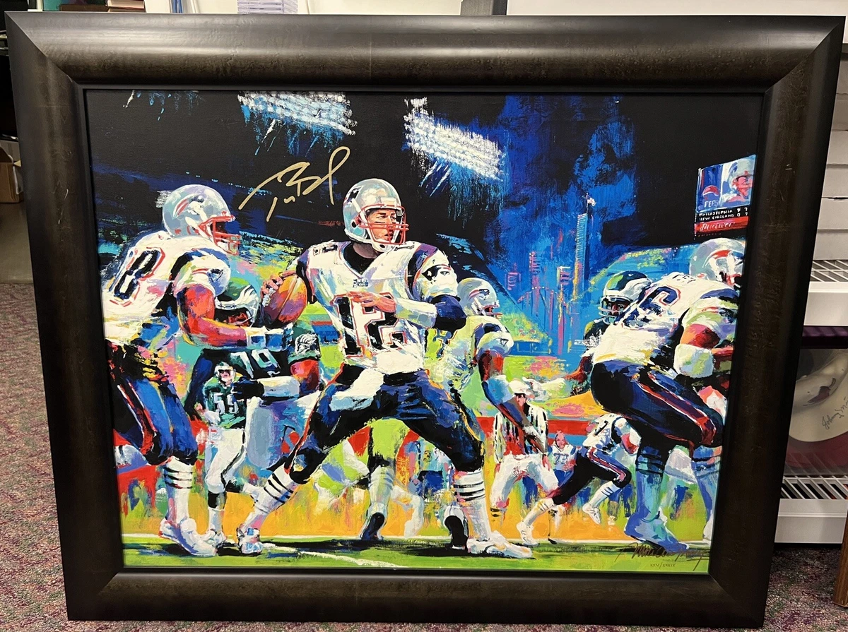 HWC Trading Tom Brady Cadeaus: Gedrukte, gesigneerde foto's met handtekening voor liefhebbers van American Football-memorabilia. - A4 Ingelijst
