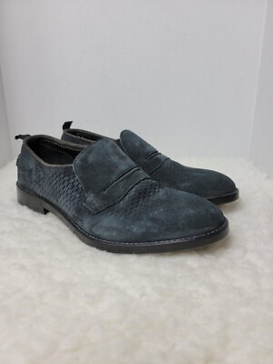 Barracuda Men's Size 7 Slip On  Blue  Peforaded Suede Penny Loafer Casual Shoes