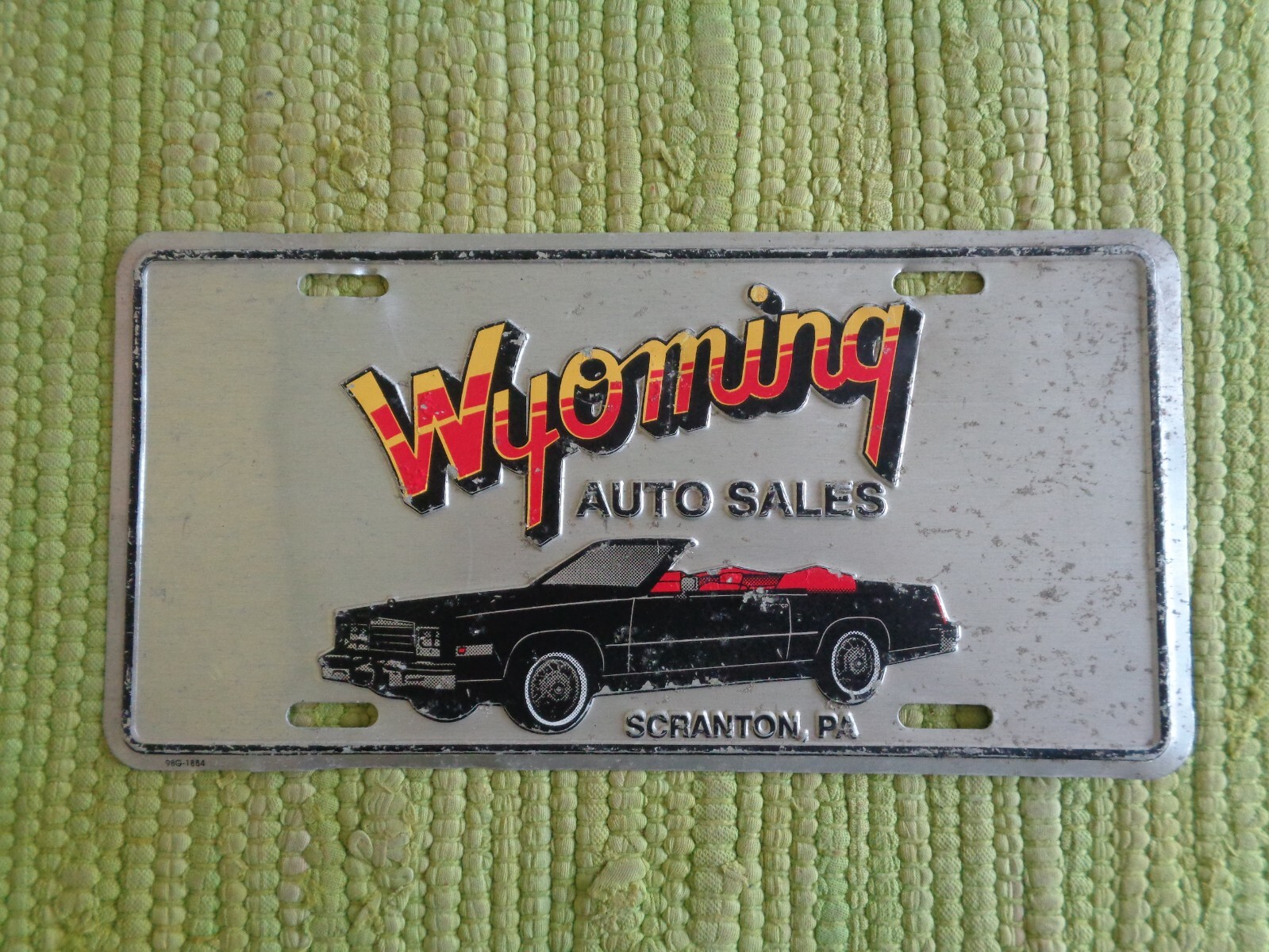 Vintage Wyoming Auto Sales DEALER License Plate Scranton Pennsylvania