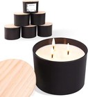 6 Pack Glass Candle Jars with Lids 16oz Frosted Black - Large Candle Jars for...