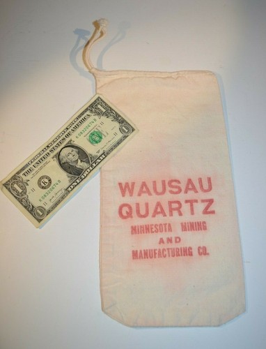 Antique NOS WAUSAU QUARTZ Cotton Bag Minnesota Mining & Manufacturing Co 3M  - Picture 7 of 7