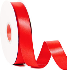 Red 1" X 50 Yards Solid Color Satin Ribbon, Double Faced High Density Polyester