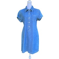 Vintage 1990s Blue Denim Jean Shirt Mini Dress 10 Western Granola Cottagecore