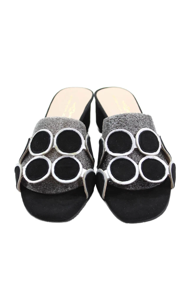 Brenda Zaro Womens Velvet Dot Metallic Accent Kitten Heels Black Size EUR 38 - Image 2 of 4