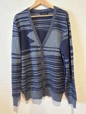 21 Men's Textured Cardigan Gray Blue Size L 100 Cotton Preppy Academic Grandpa