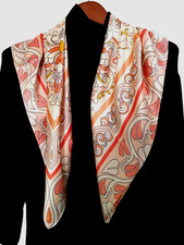 35"x35"Pink Art Flower Print Pure Mulberry Satin Silk14momme Scarf88x88cm5-162