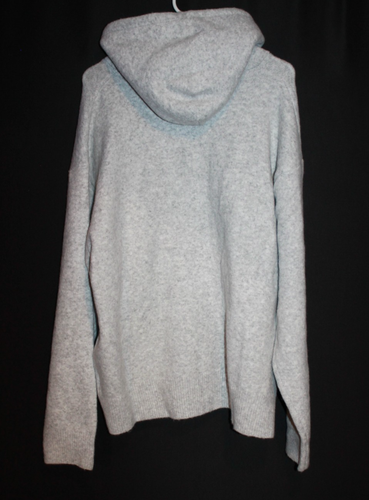 THE COUTURE CLUB Full Zip Hoodie Sweater Women's Size L Grey Fluffy Emblem NEW - Picture 2 of 2