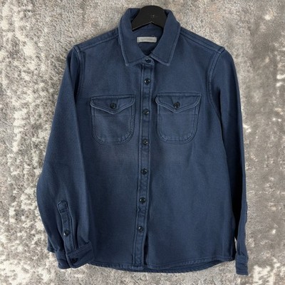 Outerknown Size XS Organic Cotton Minimalist Casual Button Top Blue Long Sleeve