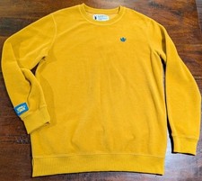 Dutch Bros Sweatshirt L Yellow Coffee Chain Logo Pullover Fleece Sweater Baggy