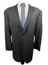 JOSEPH  FEISS Mens Black BIG  TALL Wool Sport Coat Blazer Suit Jacket 48R