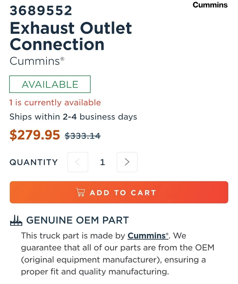 Conexión de salida de escape 3689552 pieza original Foto 4 de 4