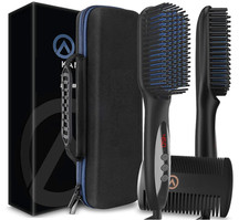 Cepillo alisador de barba premium con calor, anti-quemaduras y estuche r gido