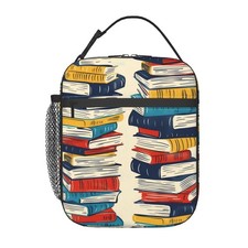 Insulated Lunch Box Book Theme Reusable Portable Bag Cooler Tote Container