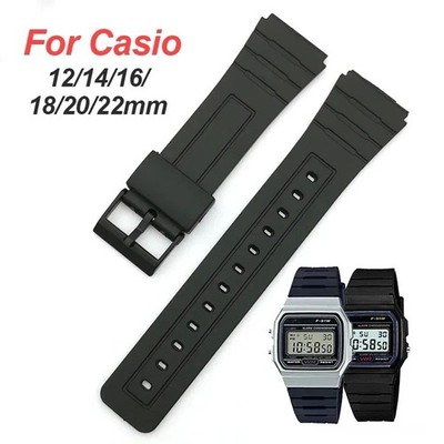 Replacement watch strap F-91W, Black, 18-22 mm.