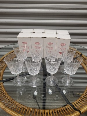 Kanney Princess Grace French 24% Lead Cut Crystal Wine Glasses In Box (Lot Of 8)