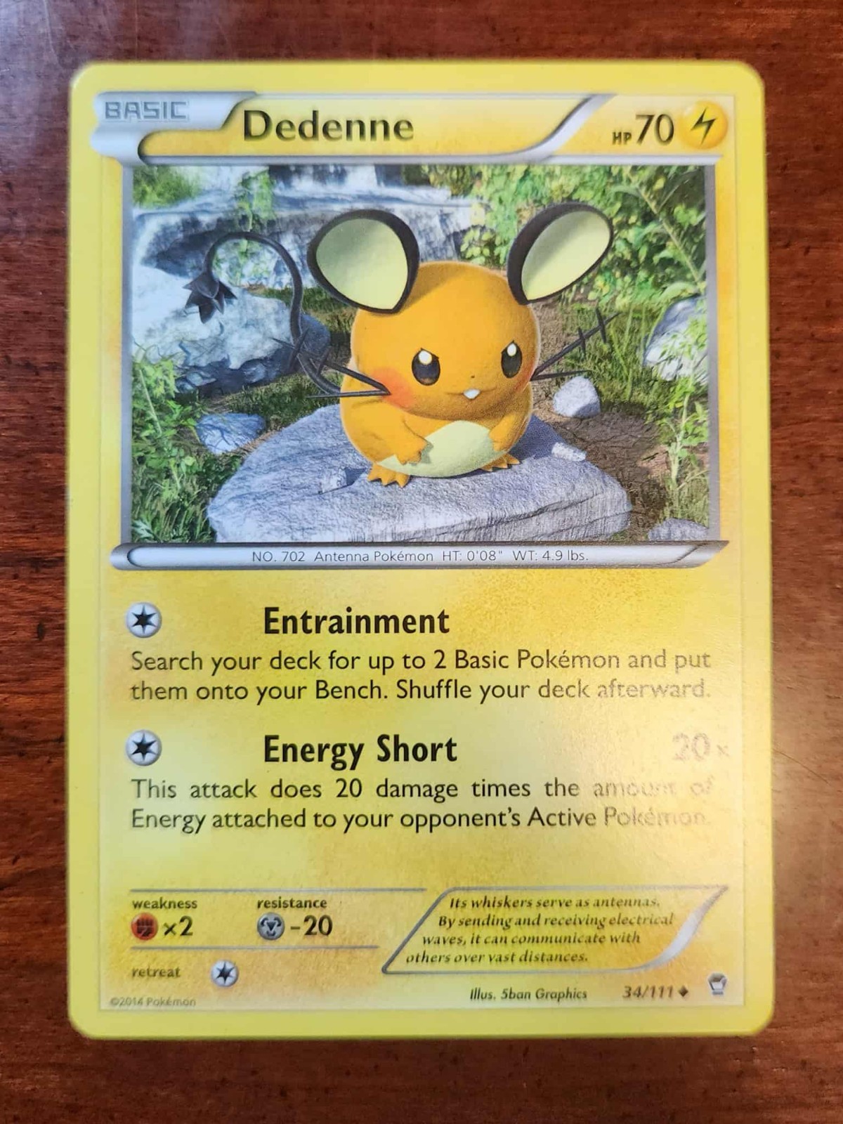 Uncommon Dedenne Pokemon Card, Furious Fists Set 34/111