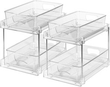 2 Pack Bathroom Cabinet Organizer 2 Tier Clear Under Sink Organizers and Storage