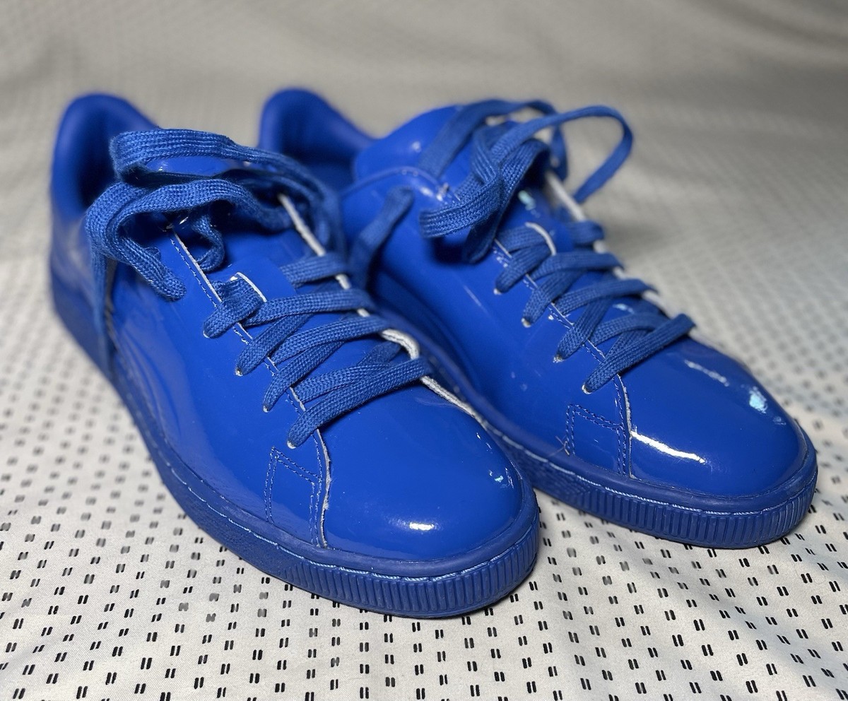PUMA 7.5 Royal Basket Classic Patent Emboss Blue Sneakers | eBay