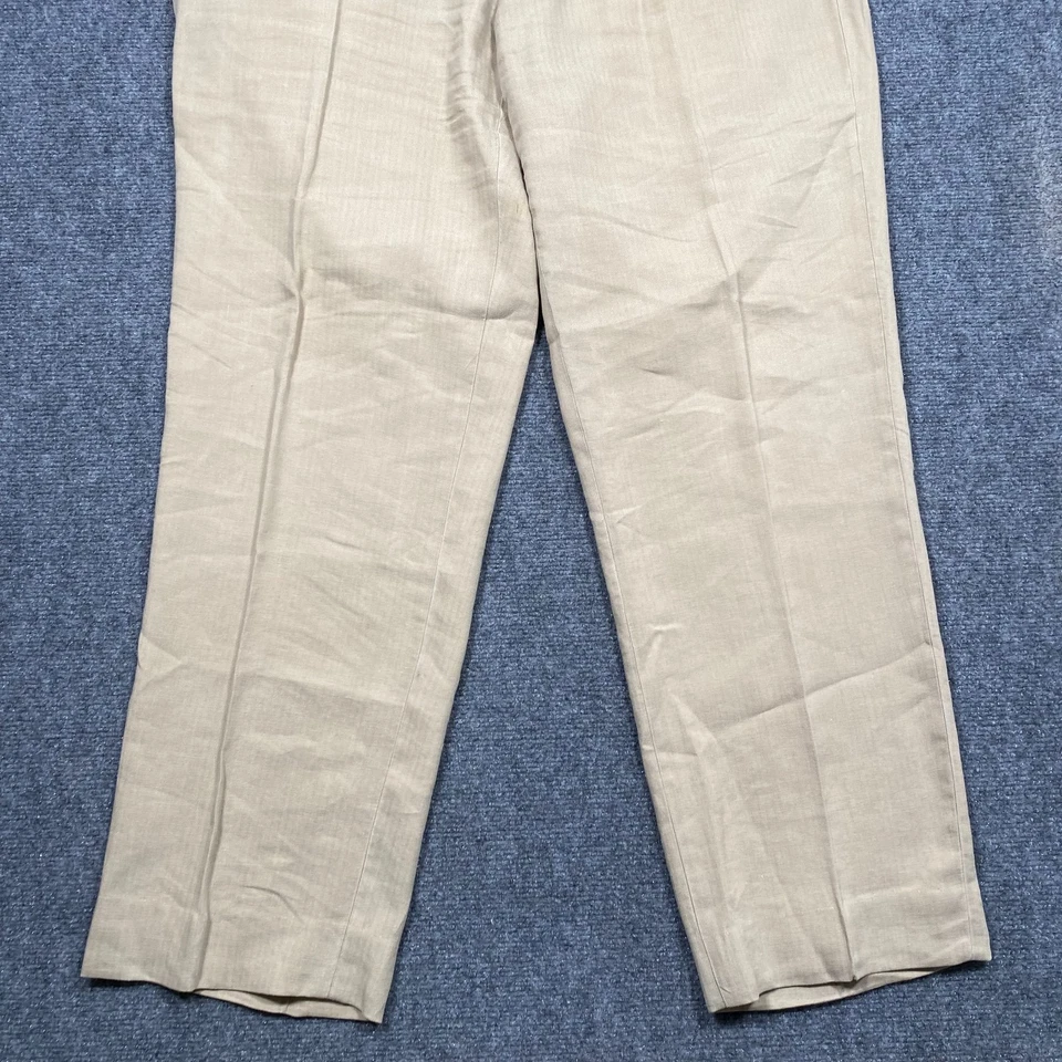 Pantalones de vestir Polo Ralph Lauren para hombre 36x34 beige lino seda plisados pantalones Foto 3 de 4