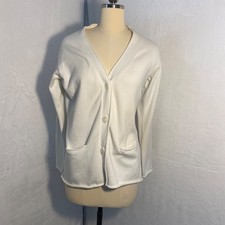 Eddie Bauer Vintage Womens L Sweater Off White Cardigan Pockets Sporty  See 