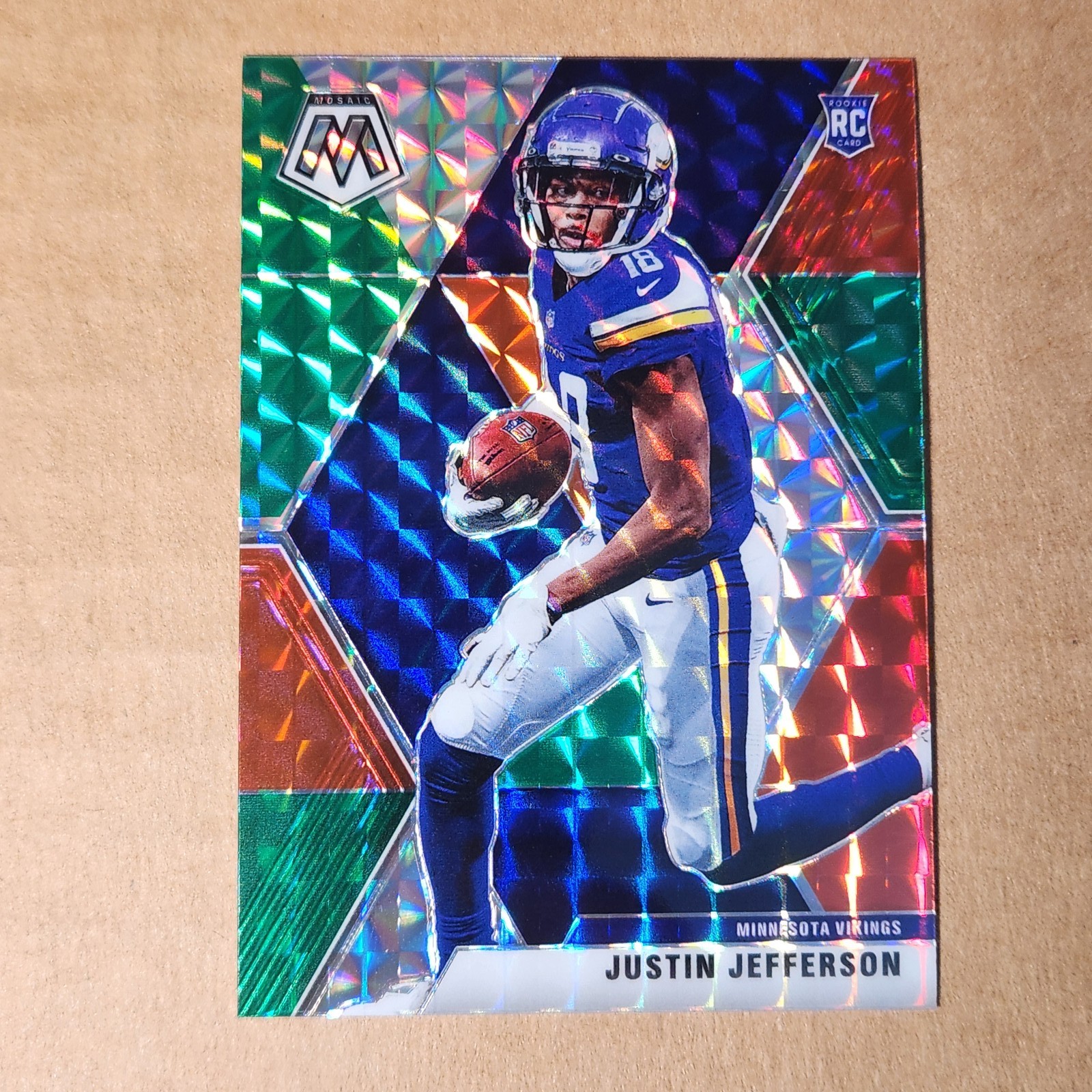 2020 Panini Mosaic Choice Prizm Red and Green - Justin Jefferson #209 Rookie
