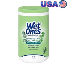 Hypoallergenic Antibacterial Hand Wipes 150 Count Eucalyptus Mint Germ Killer US