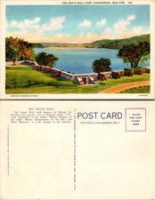Vintage Postcard South Wall Fort Ticonderoga Lake NY Military Art Collectible