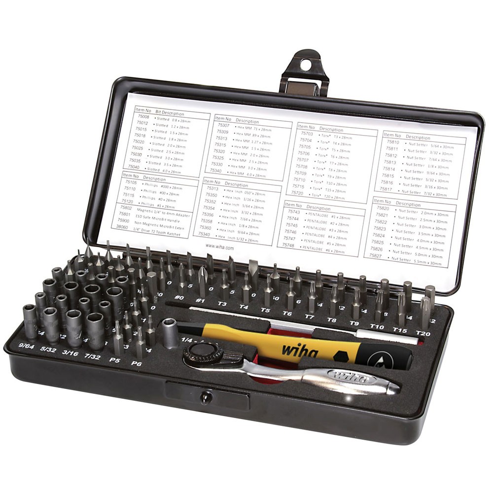 Wiha ESD Micro-bit Set, 66 Piece (inc. Case)