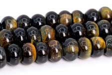 Yellow Blue Tiger Eye Beads A Natural Gemstone Rondelle Loose Beads 6MM 8MM