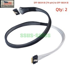 2PCS 80 cm SFF-8654 8i SlimSAS to SFF-8654 8i SAS 4.0 24 Gbps Server Cable