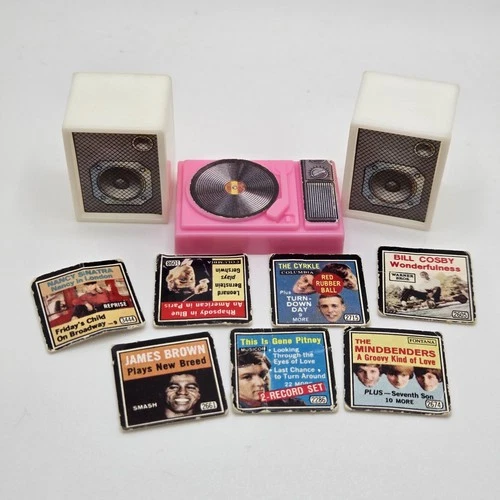 Vintage Barbie Dream House Record Player Stereo Set Arco With 7 Records