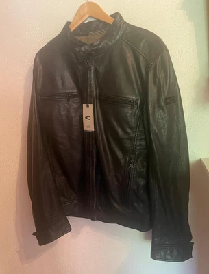 Camel Active Herren Lederjacke Schwarz Biker Stehkragen kurz XXL mit Taschen - Bild 1 von 4