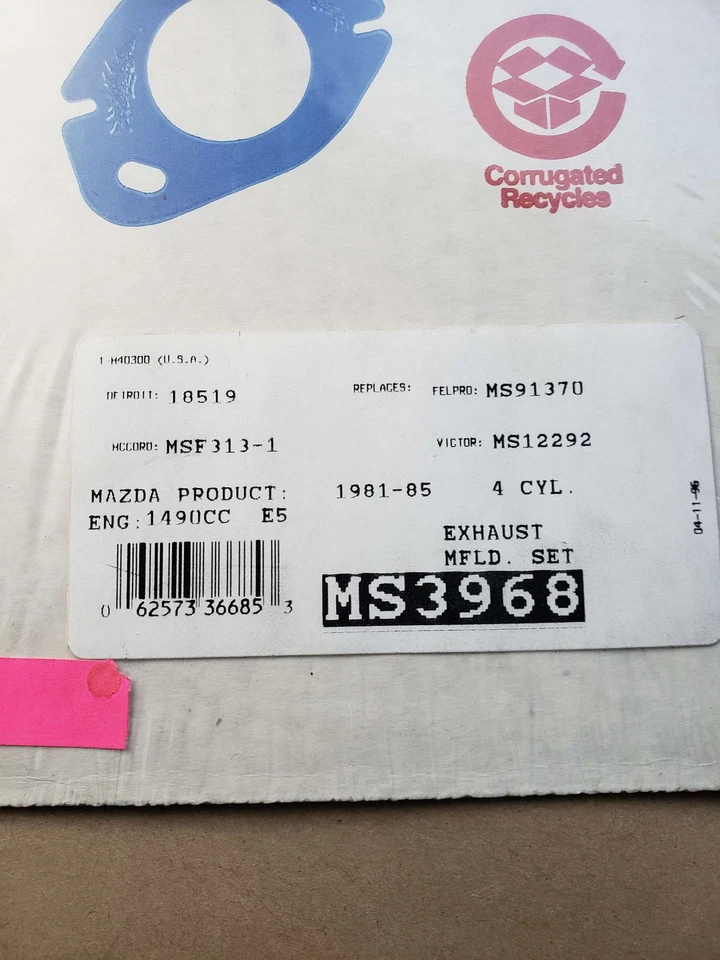 Juego de juntas de colector de escape ROL MS3968 se adapta a 81-85 Mazda GLC NOS Foto 2 de 2