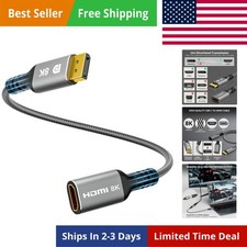 8K DisplayPort to HDMI Adapter, Uni-Directional DP 1.4 Male Source to HDMI 2....