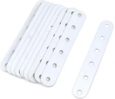 T Tulead 10PCS Iron Straight Brace Flat Brackets Furniture 4.53"x0.7", White 