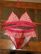 2 Piece Bikini Pink With Flowers Design