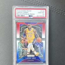 Panini Prizm 2019-20 LeBron James #129 Red White & Blue Prizm PSA 10 Lakers