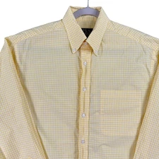 Jos A Bank Shirt Mens Large Yellow Executive Gingham Checkered Button Down