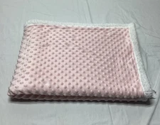 Parent’s Choice Pink White Plush Back Soft Baby Girl Blanket 32x42” Nubby Dots